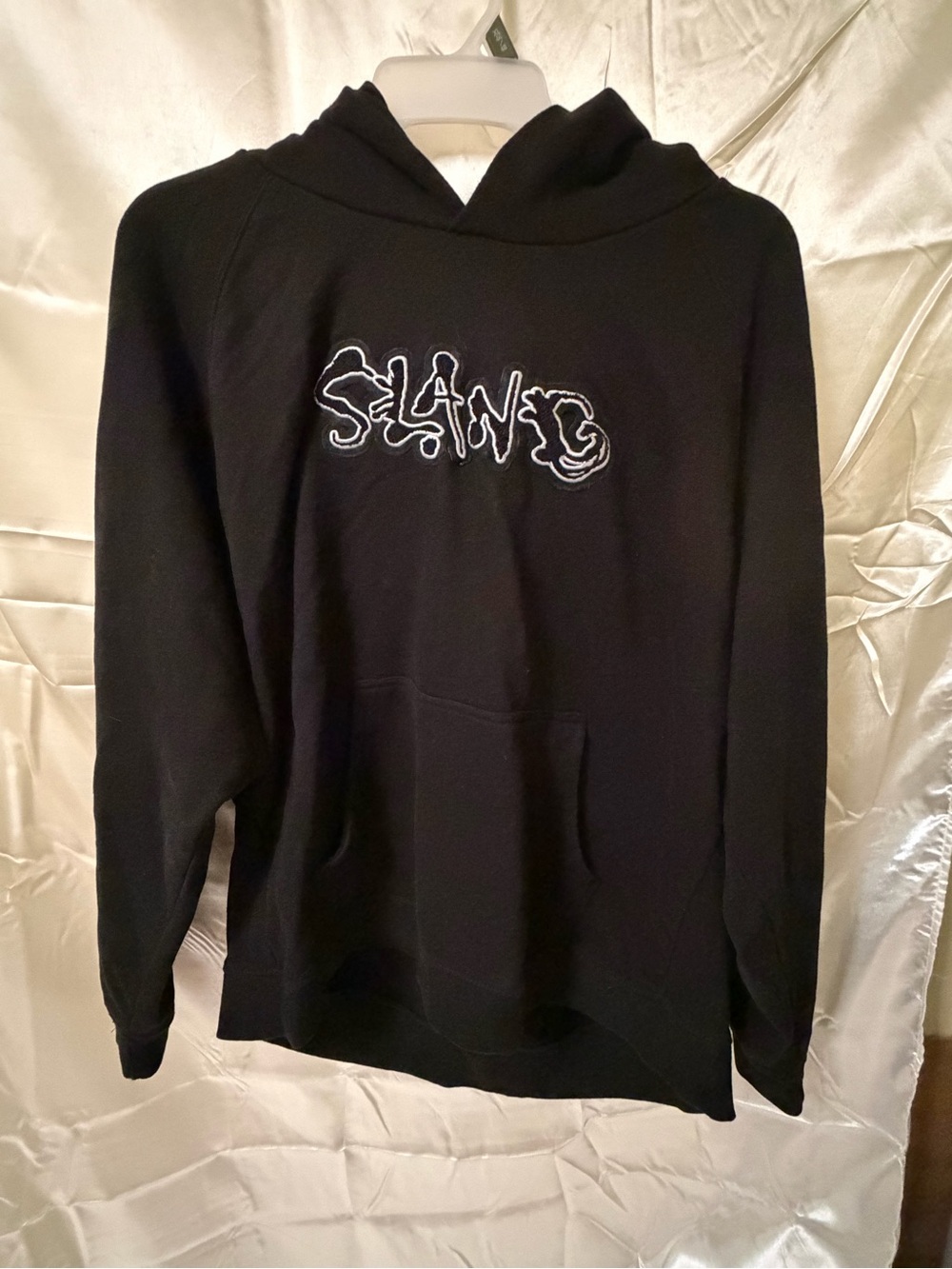 Original Favorites SLANG Embroidered Black Hoodie XXL Organic Cotton Streetwear